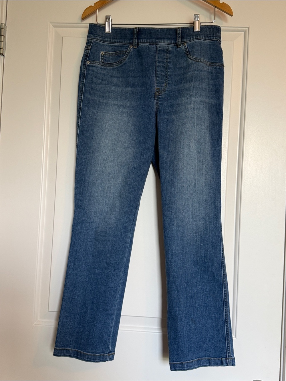 SPANX Straight Leg Jeans in Medium Blue Wash